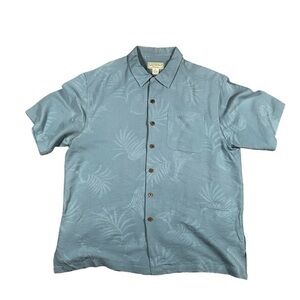 Boca Classics Island Wear Men’s Silk Hawaiian Shirt‎ Woody Buttons Blue Size XL